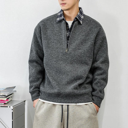 Patchwork Zip Sweater Jacket