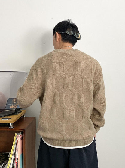 Wool-blend jacquard knit sweater