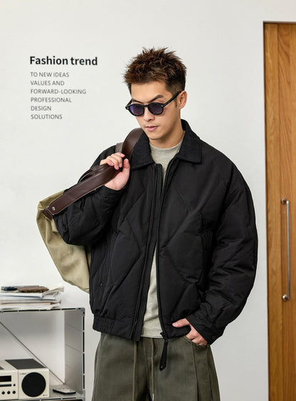 Black Lapel Down Jacket