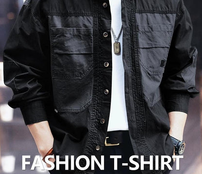 カジュアルマルチポケットロングスリーブシャツ