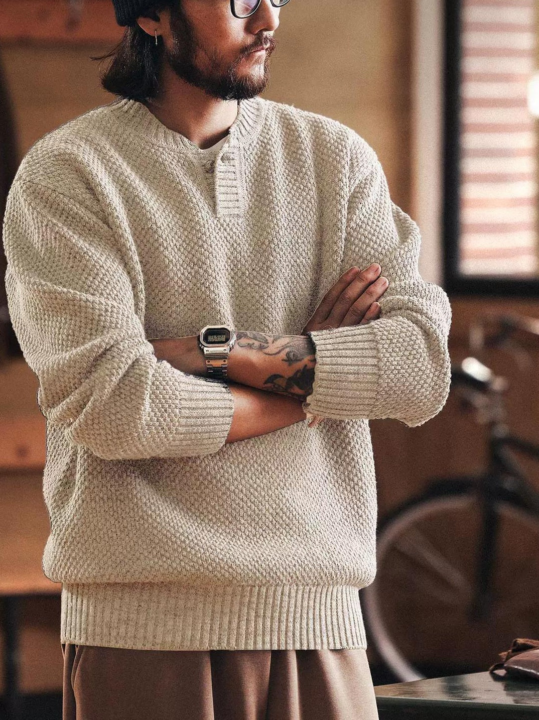 ヘビーウェイト ヘンリー ニット セーター