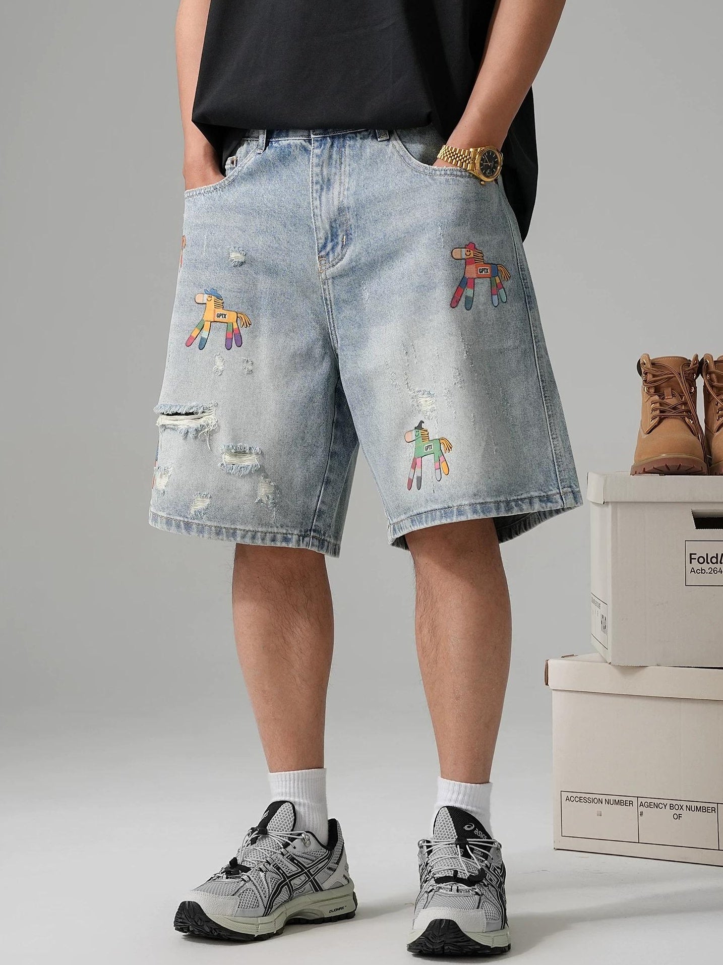 レトロデニムショートパンツ