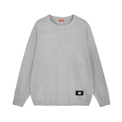 Simple wool knit round neck tops 