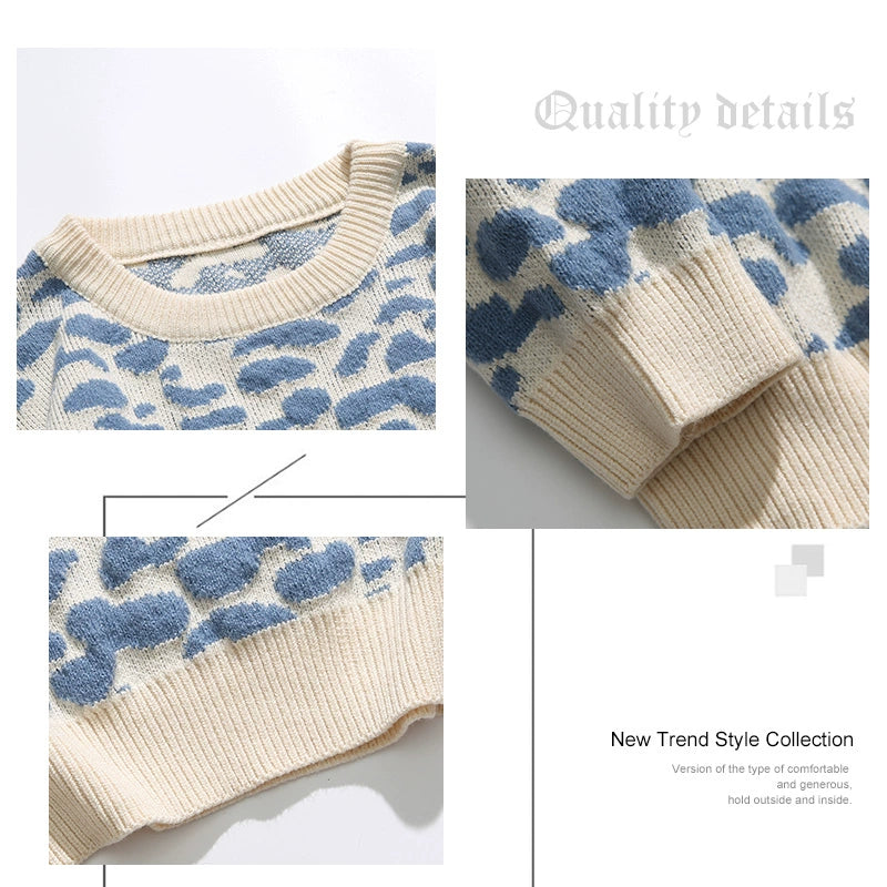 カップルモデル 雪 格子柄ニット ゆったりプルオーバー - Urban X