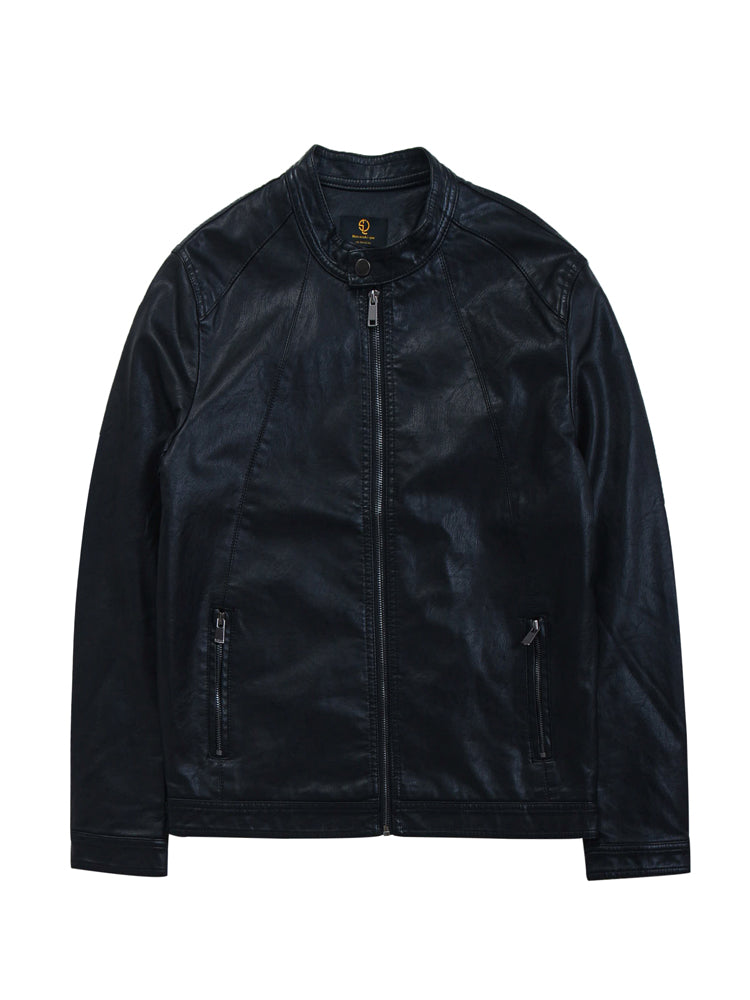 zip-up leather jacket blouson
