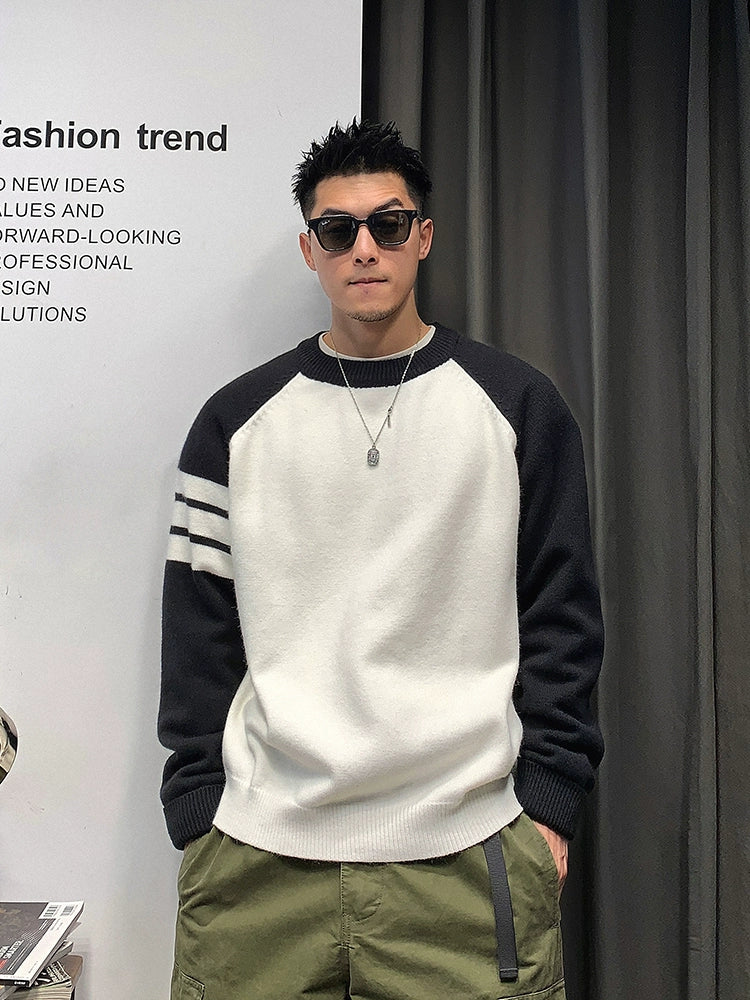 カラーブロッキングプルオーバー 春と秋のルーズカジュアル - Urban X