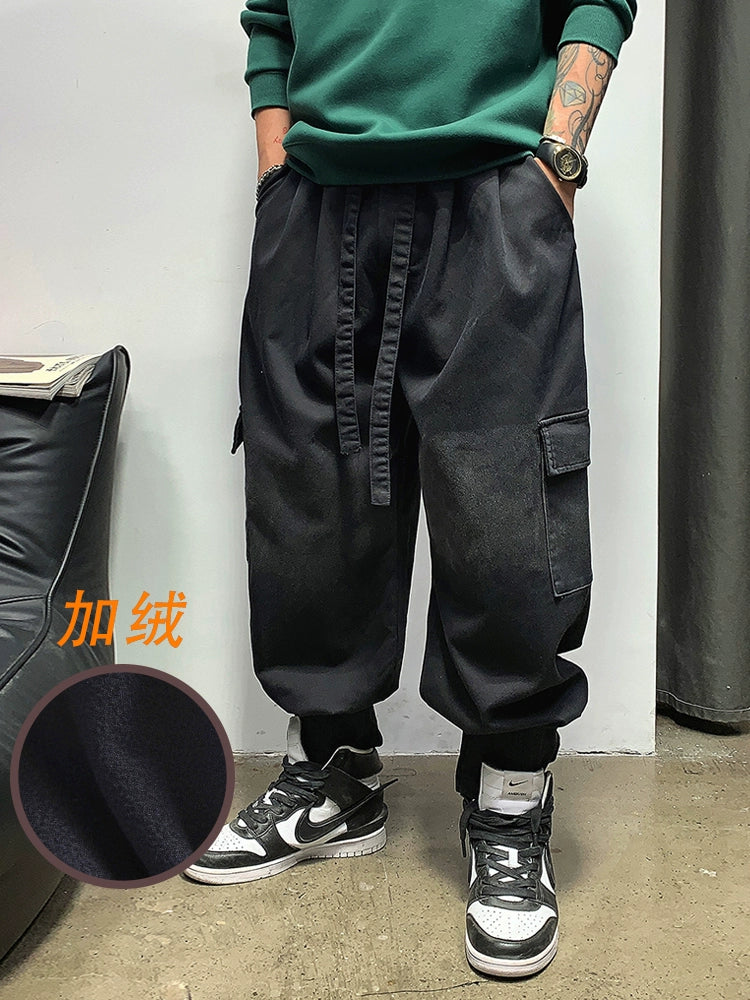 ボア付き厚手カジュアルパンツ 秋と冬のルーズストレート - Urban X