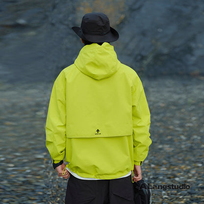 フード付き蛍光グリーン パンチングジャケット 防風ワークウェアジャケット - Urban X
