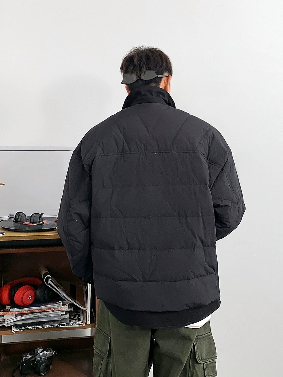 Thick line down button jacket 